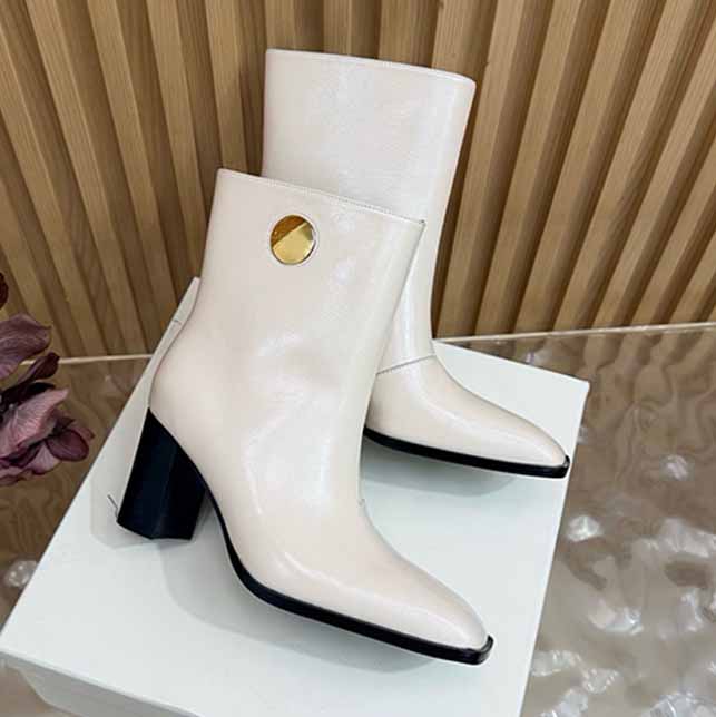 Fashionable Genuine leather Zipper Womens Mid Leg Boots Anti Slip Thick Heel Ladies Elegant Banquet Style Womens Versatile Boots Autumn Winter
