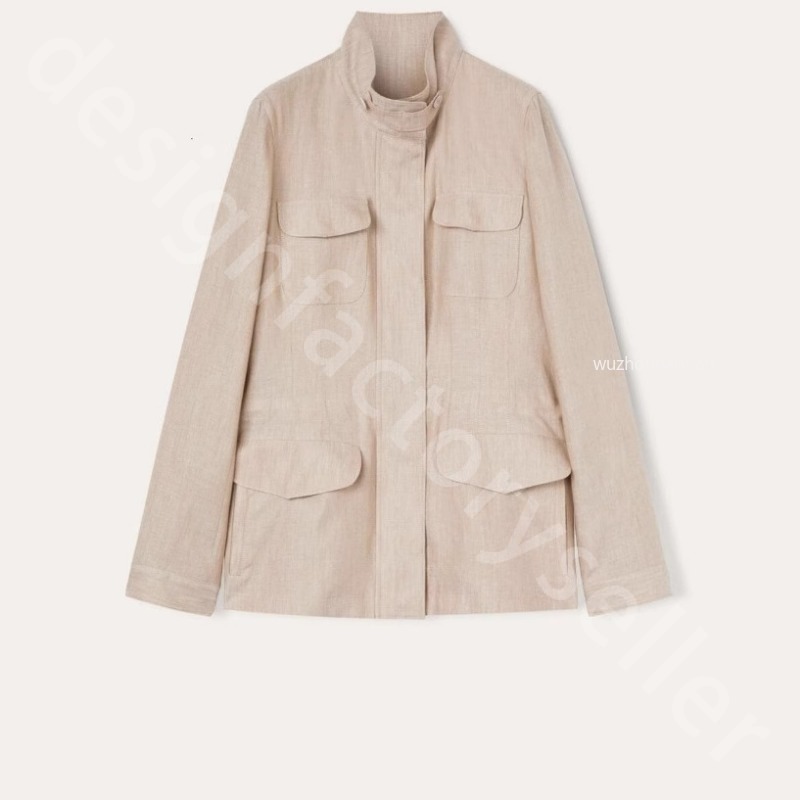 Luxury Designer Women Jacket Winter 100% Linen Traveller Stand Collar Coat L1289
