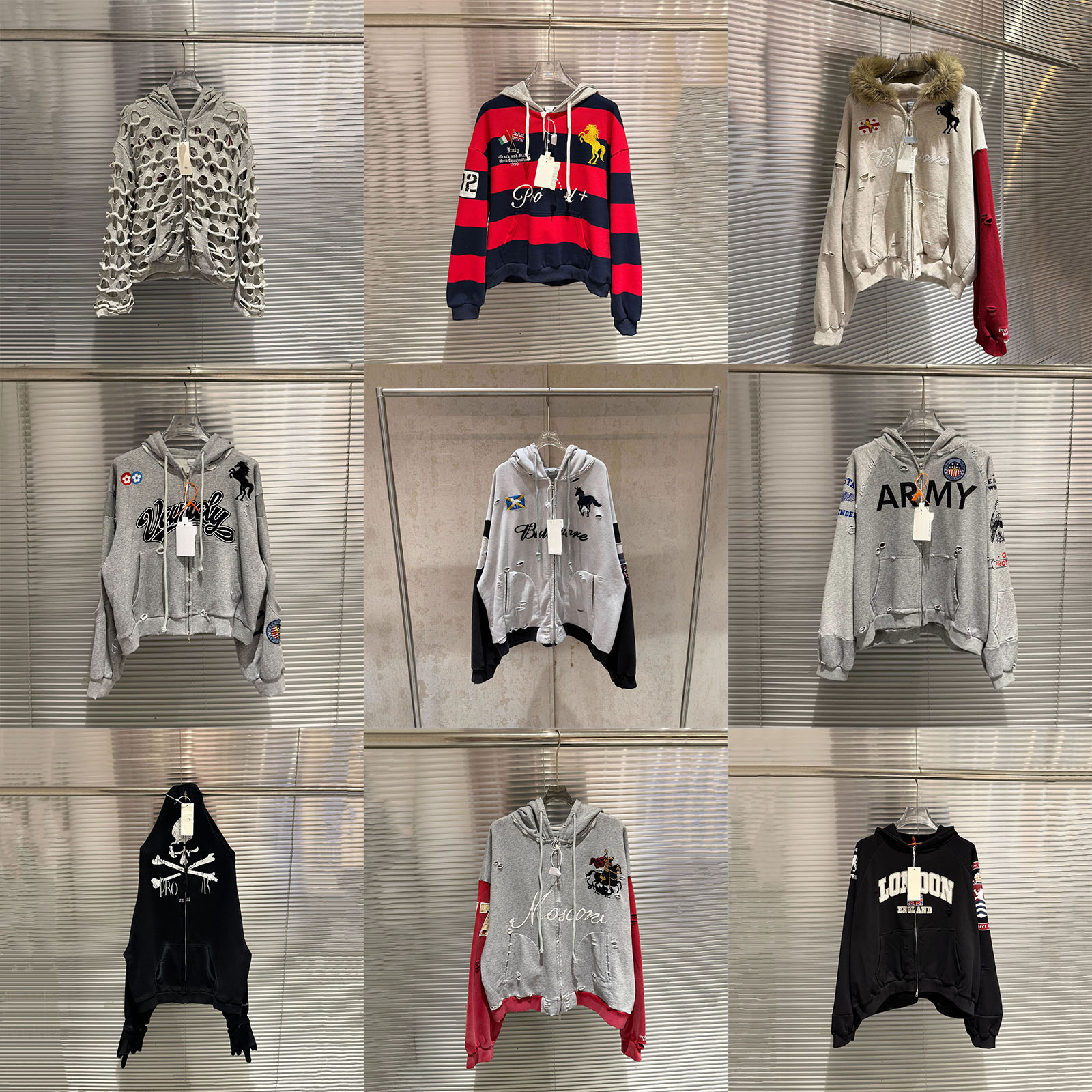 Designer Cotton Zip up Hoodie Embroidery Reversible Hoodies Retro Hip Hop Jacket Sweatshirts for Men Women