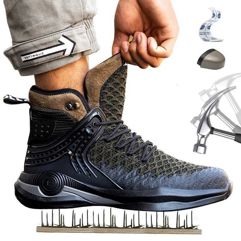 New Lightweight Winter Boots Men's Safety Shoes Work Sneakers Anti-puncture Shoes Men Steel Toe Workplace Footwear Large Size 50 D260901