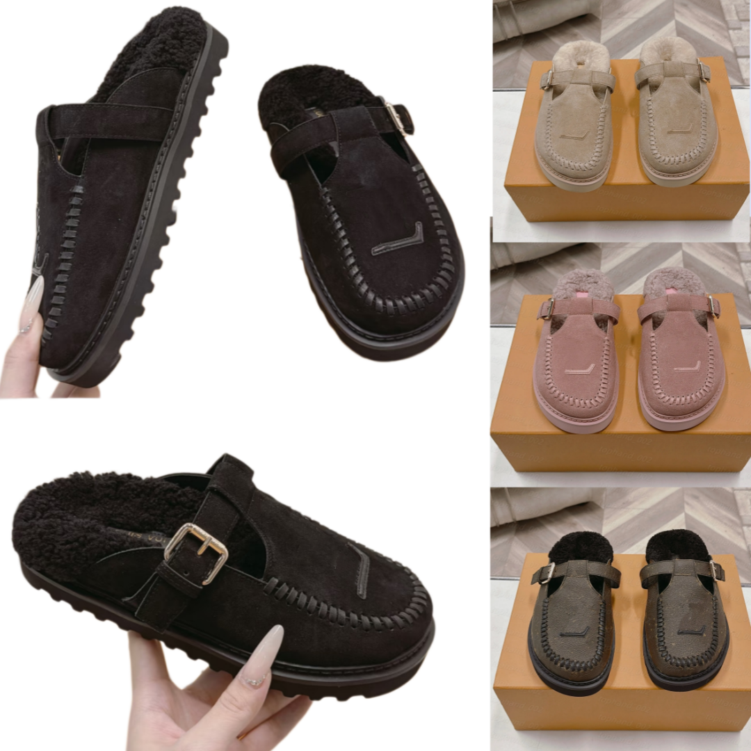 Designer Winter Autumn Colorado mule slides Women Furry Clogs Comfort sandals fluffy wool Scuffs Luxury Suede Plush Fur Booties tazz Slipper sneaker