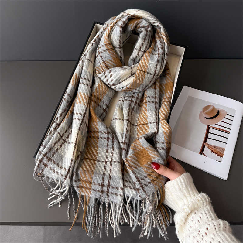 Neck Warmer Winter Scarf For Women New Autumn Thickened Tassel Shawl Faux Cashmere Warps Elegant Ladies Blanket For MenT260901 Z260917