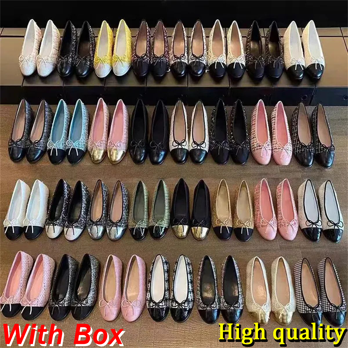2026 Designer shoes Paris Brand ballerina Ballet Flats Shoes Women Quilted Genuine Leather Slip on Ballerina Autumn leather letter bow Luxury Round