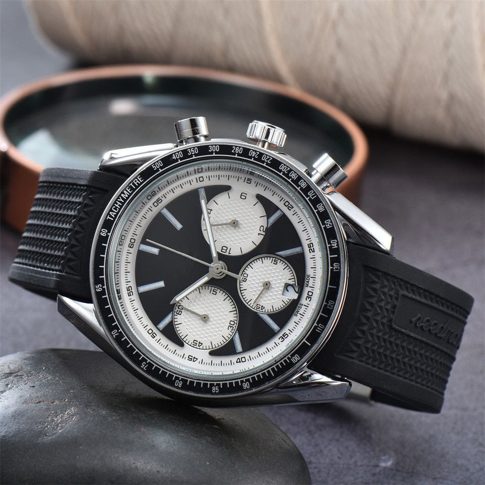 Jason007 OMEA Speed Ma ster Series Montre pour hommes Multifonctionnel Chronographe En Caoutchouc Automatique Designer Mouvement Montres À Quartz