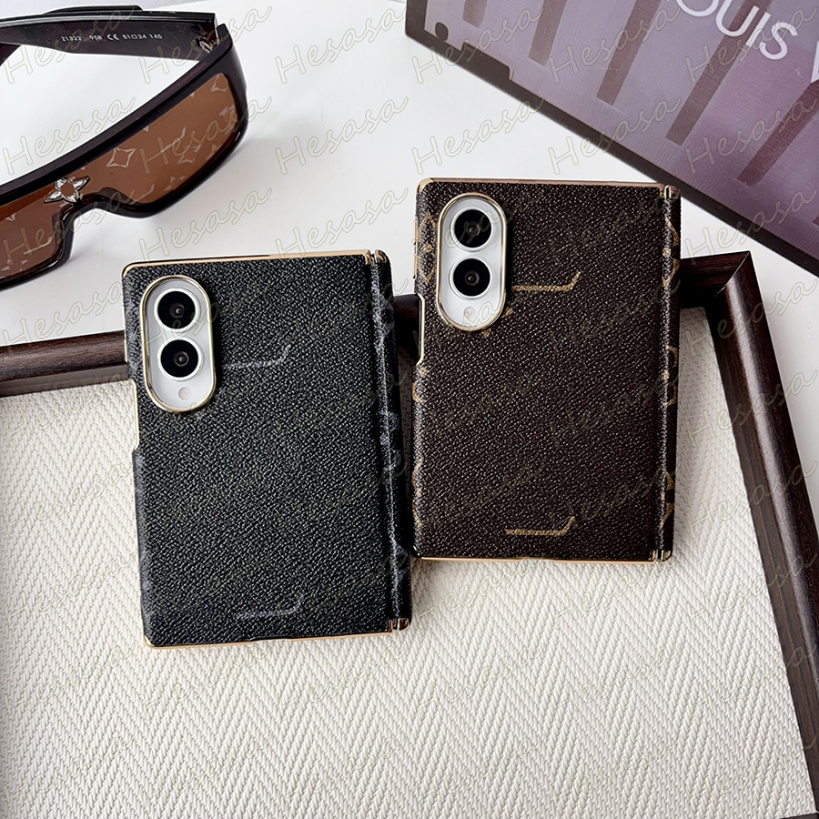 Luxury Designer Flower Phone Case for Samsung Z Fold 8 Ultra 7 6 5 Leather TPU Protection Cover Galaxy Fold8 Fold7 Fold6 Fold5 Hinge Edge Back Anti-