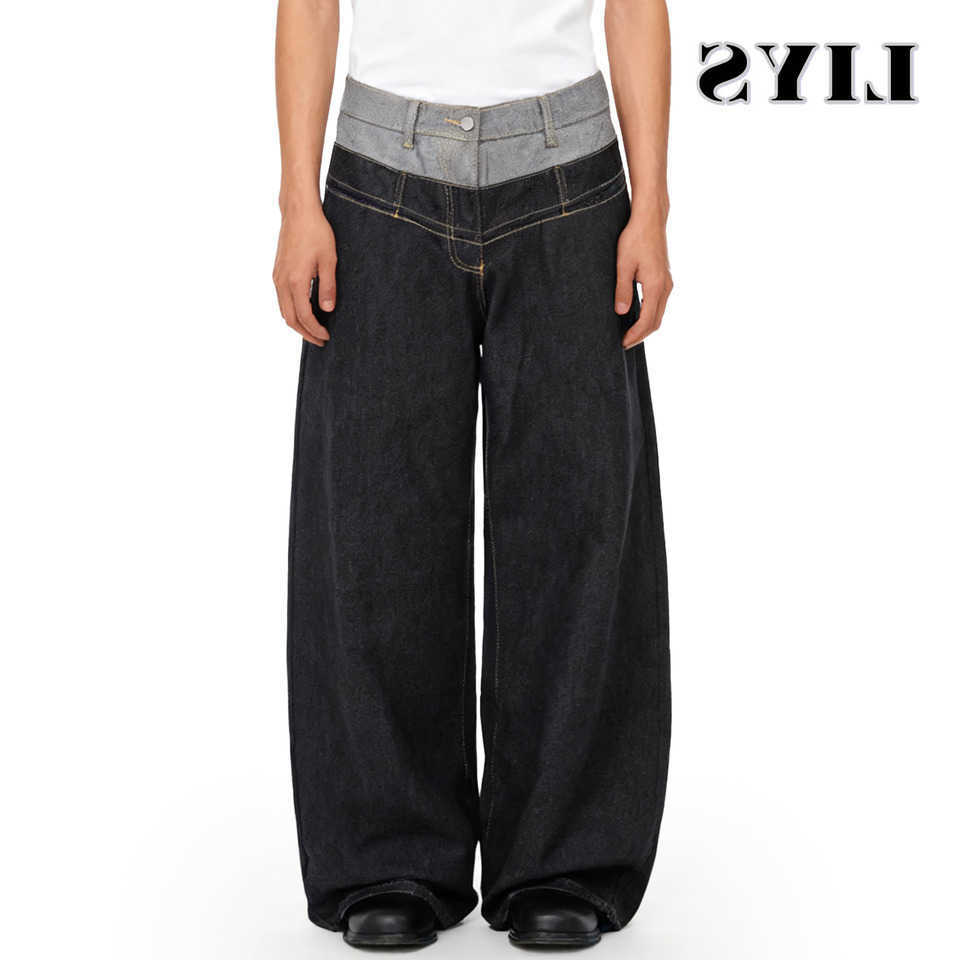 Personalized Double Waist Men's Design Loose Wide Leg Jeans Street Design Denim Pants Gothic Baggy Machete Wide Leg Jeans D260902