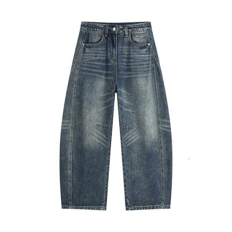 Curved Men 2026 New American Cut Jeans Fall Winter High Street Washed Whiskering Wide Leg Vintage Loose Denim Trousers D260902