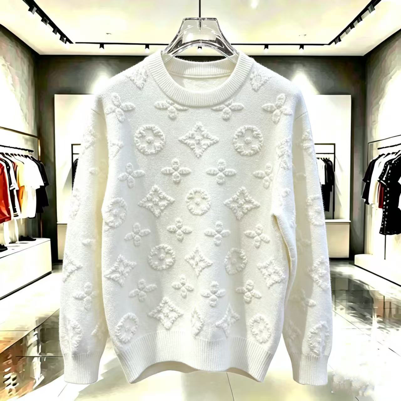 Autumn and winter new presbyopic letter Jacquard lazy relaxed round neck sweater for men and women with the same sweater M-5XL880
