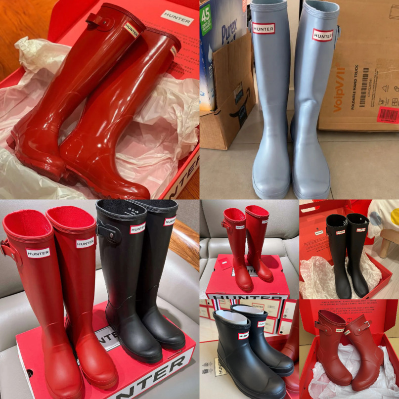Winter Hunters Womens Mens Designer Rain boots Luxury Wellies High quality Anti Slip Rubber Wellington Boots Black Shoes Cool Rainboots Red Martin K