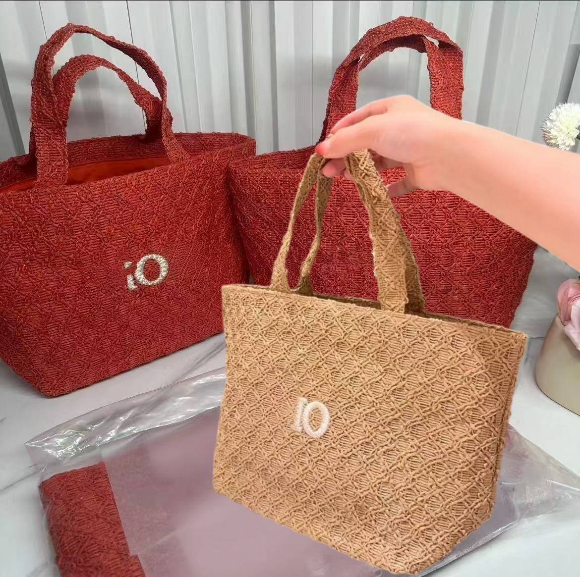 Sac fourre-tout en diamant pour femmes, modèle de luxe de styliste, doublure intérieure d'épaule tissée pour chambre unique, voyage à la plage, S