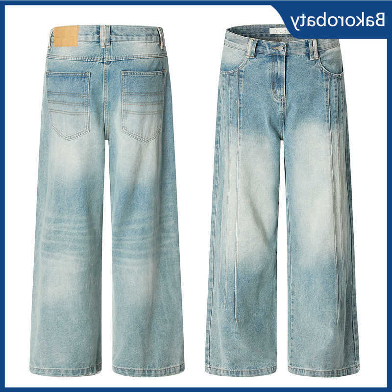 New Vintage Washed Side 2026 Stripe Jeans For Man Y2K Streetwear Patchwork Design Baggy Denim Pants Casual Punk Straight Jean D260902