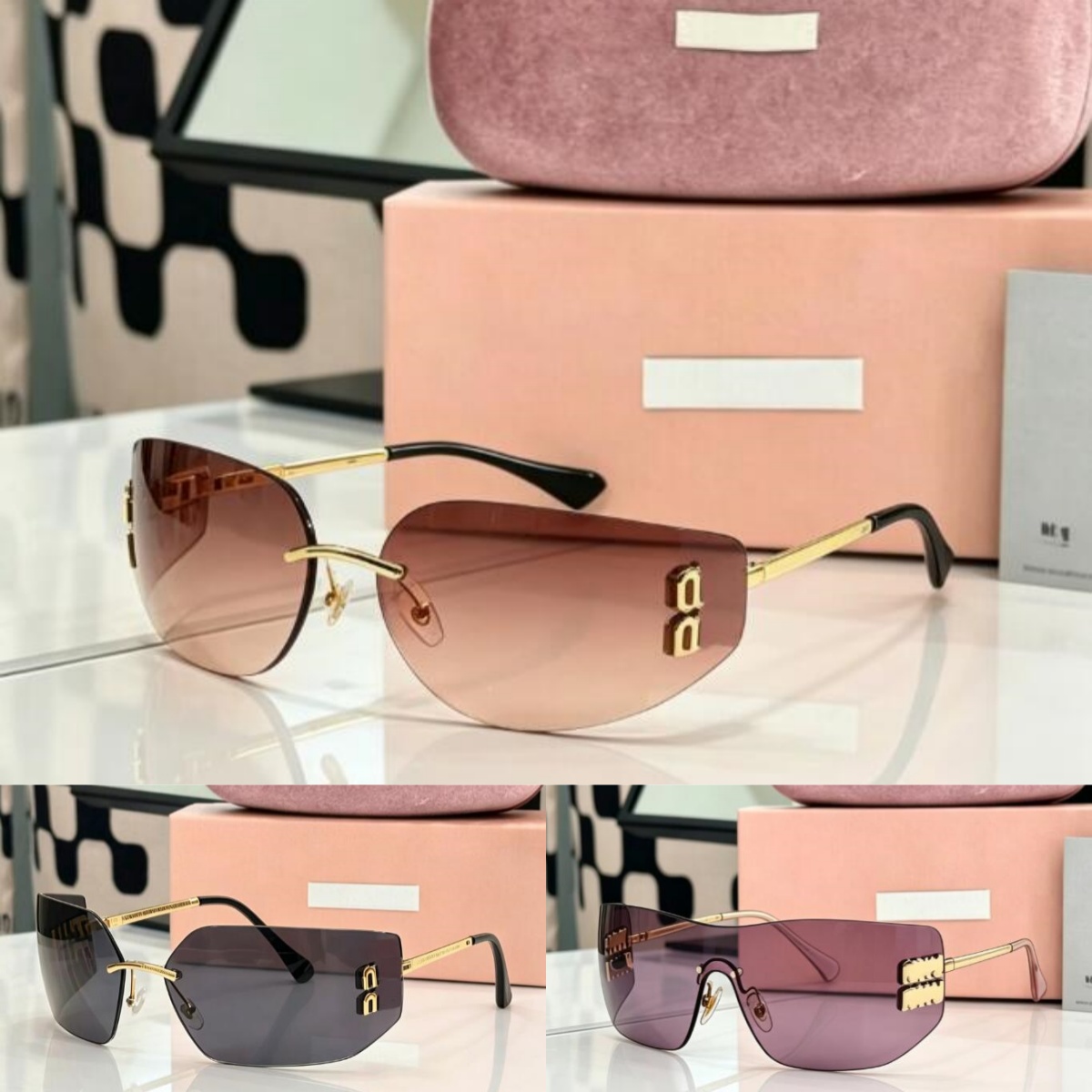 Rimless Sunglasses For Women Designer Sunglasses Men Designer Glasses Oversized Frame Runway 51YS 54YS Lunette Trendy Fashion Womens Sunglasses New