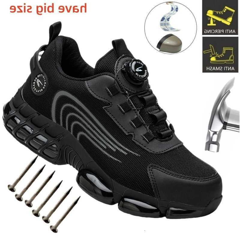 Big Size Men and Women Rotary Work Safety Shoes Men Air Soft Sole Lightweight Sneakers Protective Work Shoes D260901