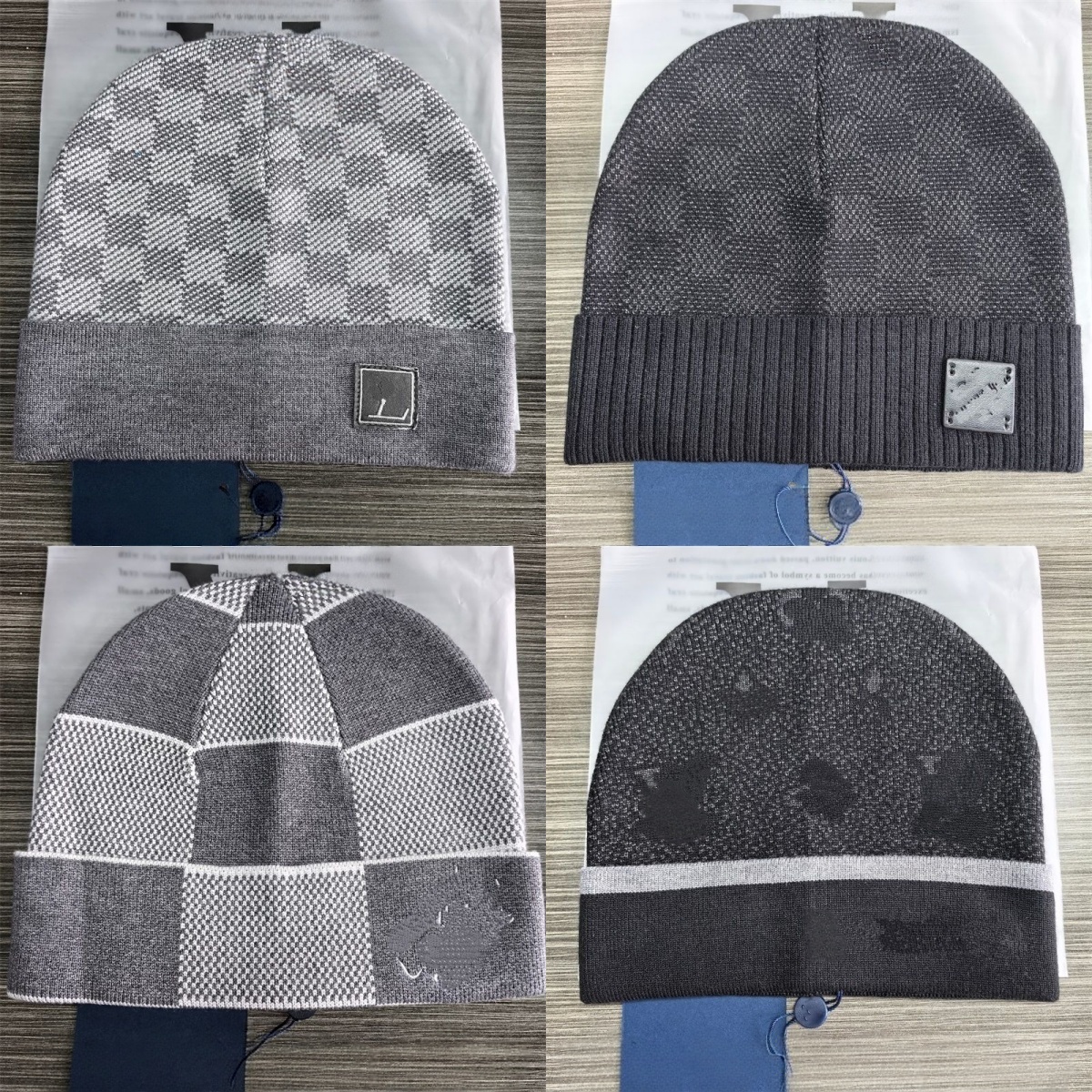 Winter Designer Hats For Men Beanie Knitted Bonnet Letter Grey Blue Black Plaid Simple Retro Autumn Elastic Warm Luxury Skull Cap Men Women dd1477