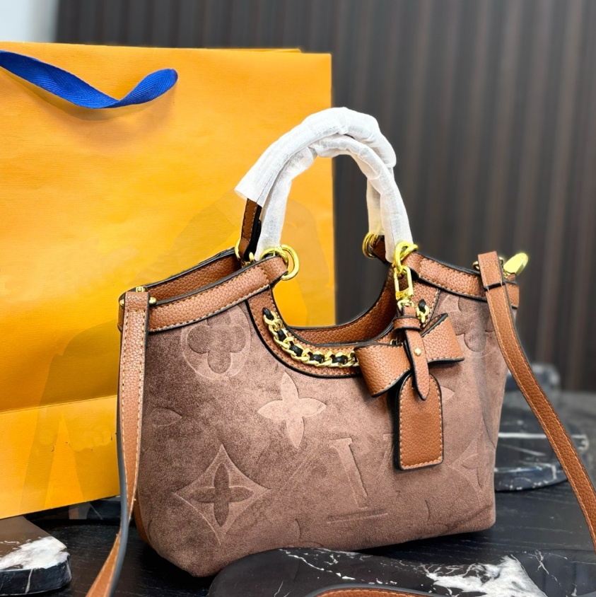 Luxury Women Embossed Monogram Hobo Shoulder Bag Top Handle Removable Crossbody Strap Bow Decor Ladies Casual Daily shopping bag wallet