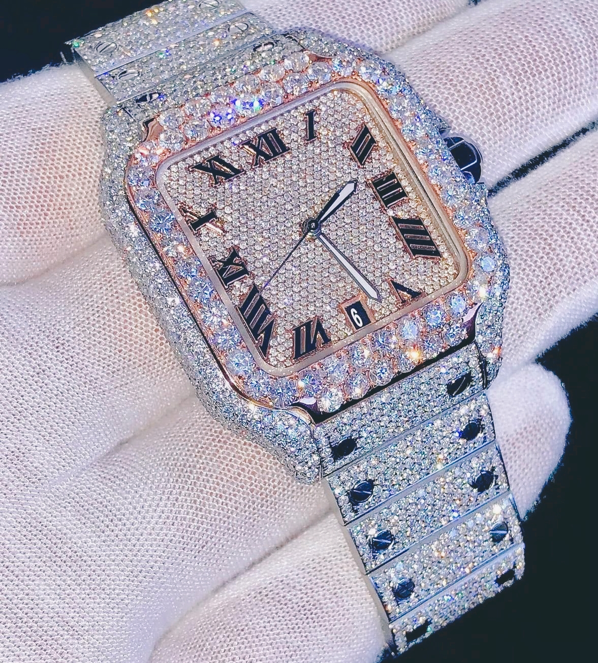 2026 New Square Watches for Men Luxury Designer Diamond Watch Ice Gray Edition Quartz Wristwatches for Couple Wholesale