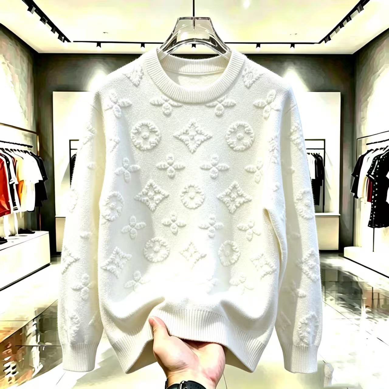 New autumn/winter men's knit fashion light luxury casual versatile sweater, round-neck sweater jacket89900