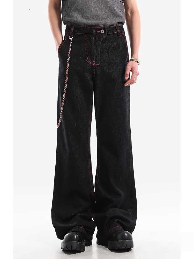 Patchwork 2026 Ropa Y2K Fashion Cleanfit Black Baggy Flare Jeans Pants Men Clothing Straight Casual Denim Trousers Moda Hombre D260902