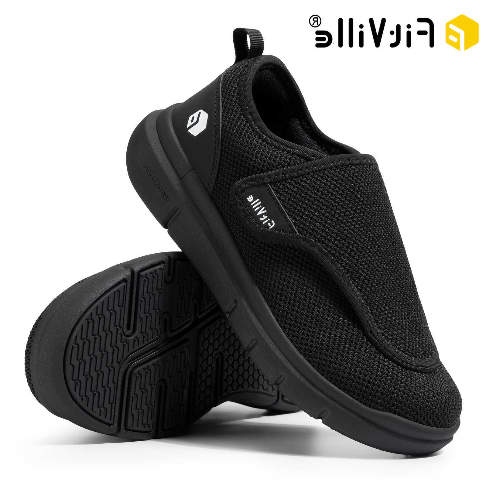 FitVille Extra Wide Men's Diabetic Shoes for Elder Orthopedics Feet Swollen Adjustable Walking Shoe Elderly Foot Pain Relief D260901