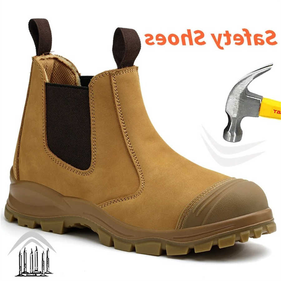 Boots Genuine Leather Work Safety Men safety shoes steel toe D260901