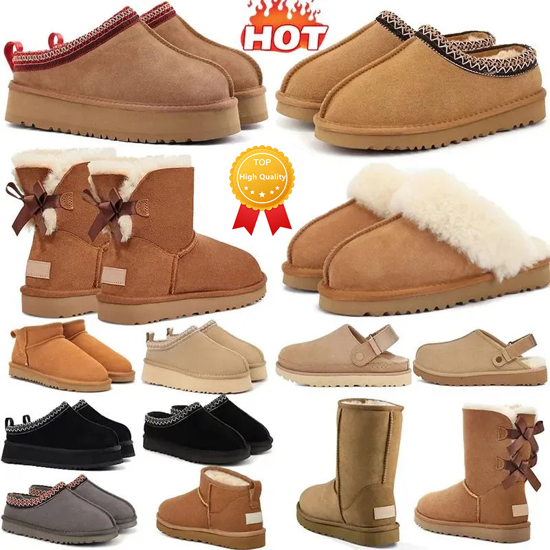 Tazz Slippers tasman fur slides classic ultra mini platform boot Suede Shearling Disquette Slipper men women shoes Ankle mules winter designer bo