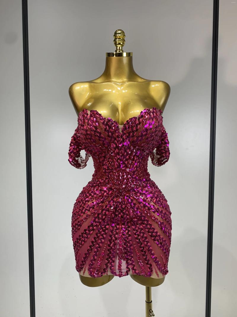 Casual Dresses Women Sexy Sparkly Rhinestones Sequins Off The Shoulder Mesh Mini Dress Birthday Party Nightclub Dancer Stage PoShoot Costume