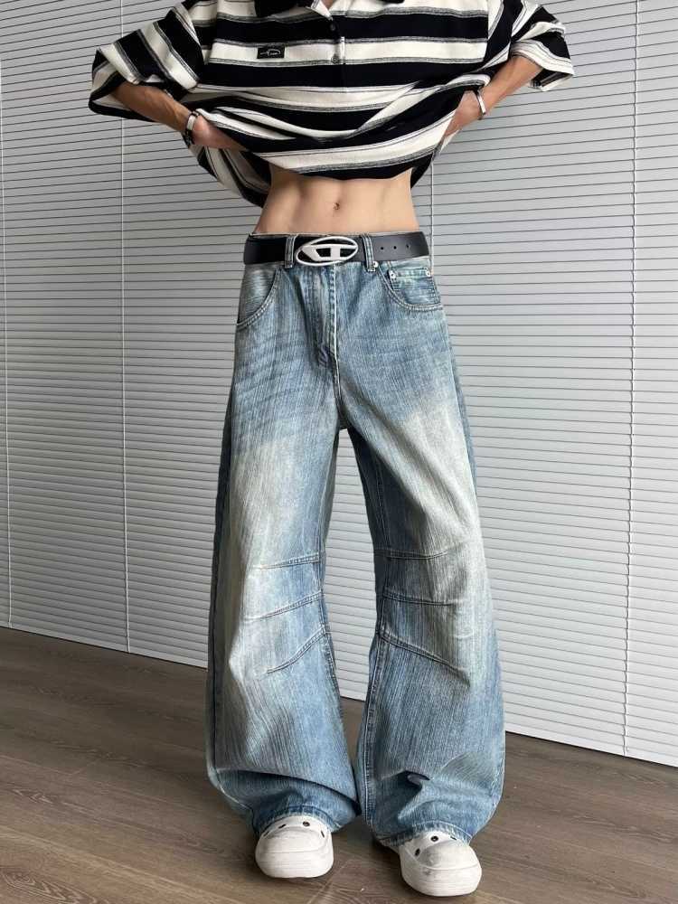 Ropa Y2K Fashion Washed 2025 Blue Baggy Pleated Pants For Men 90S Vintage Clothes Korean Casual Denim Trousers D260902