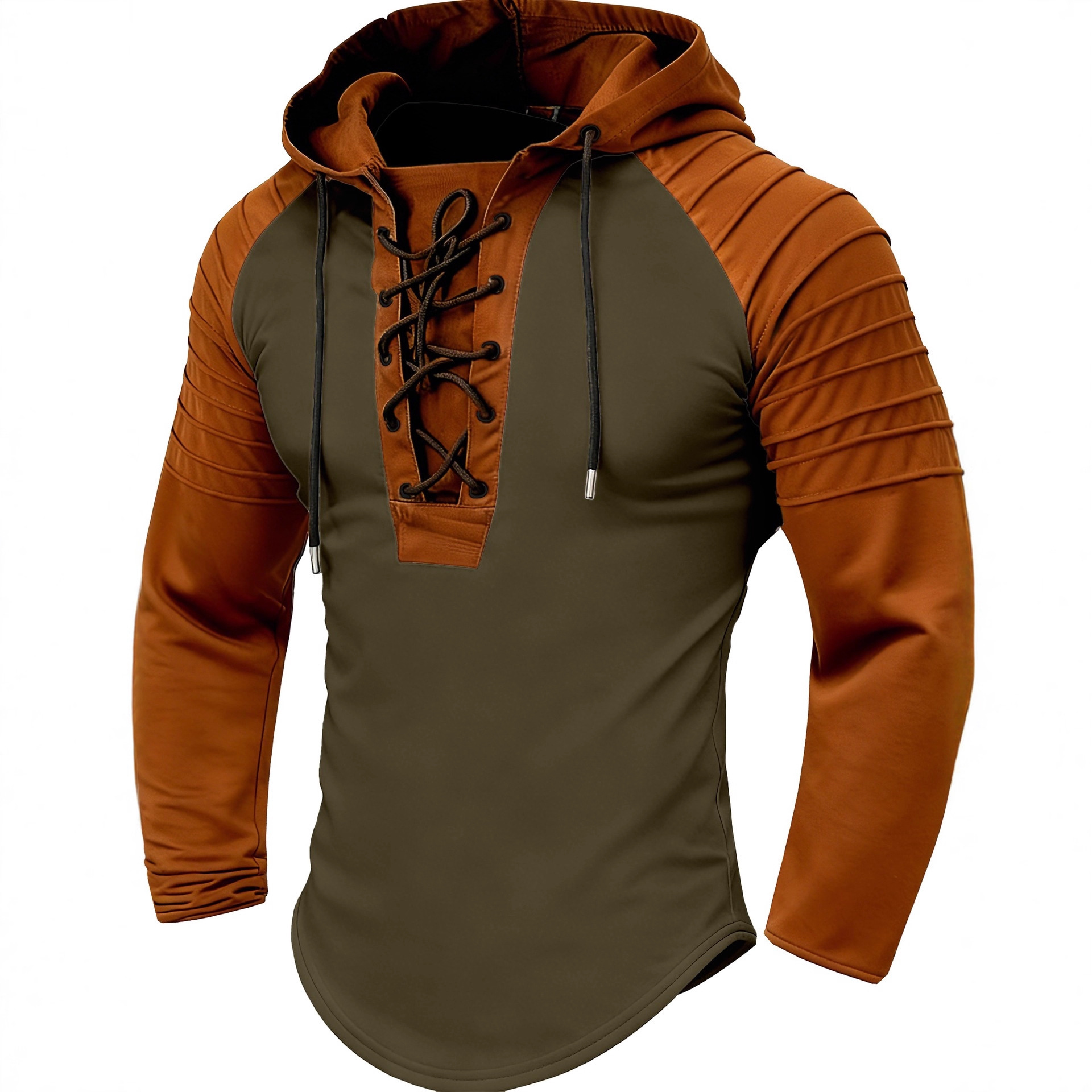 Designer New Spring and Autumn Hoodie Color Block Tie Up Polo Shirt Long Sleeve Sports Streetwear Men's Clothing 00