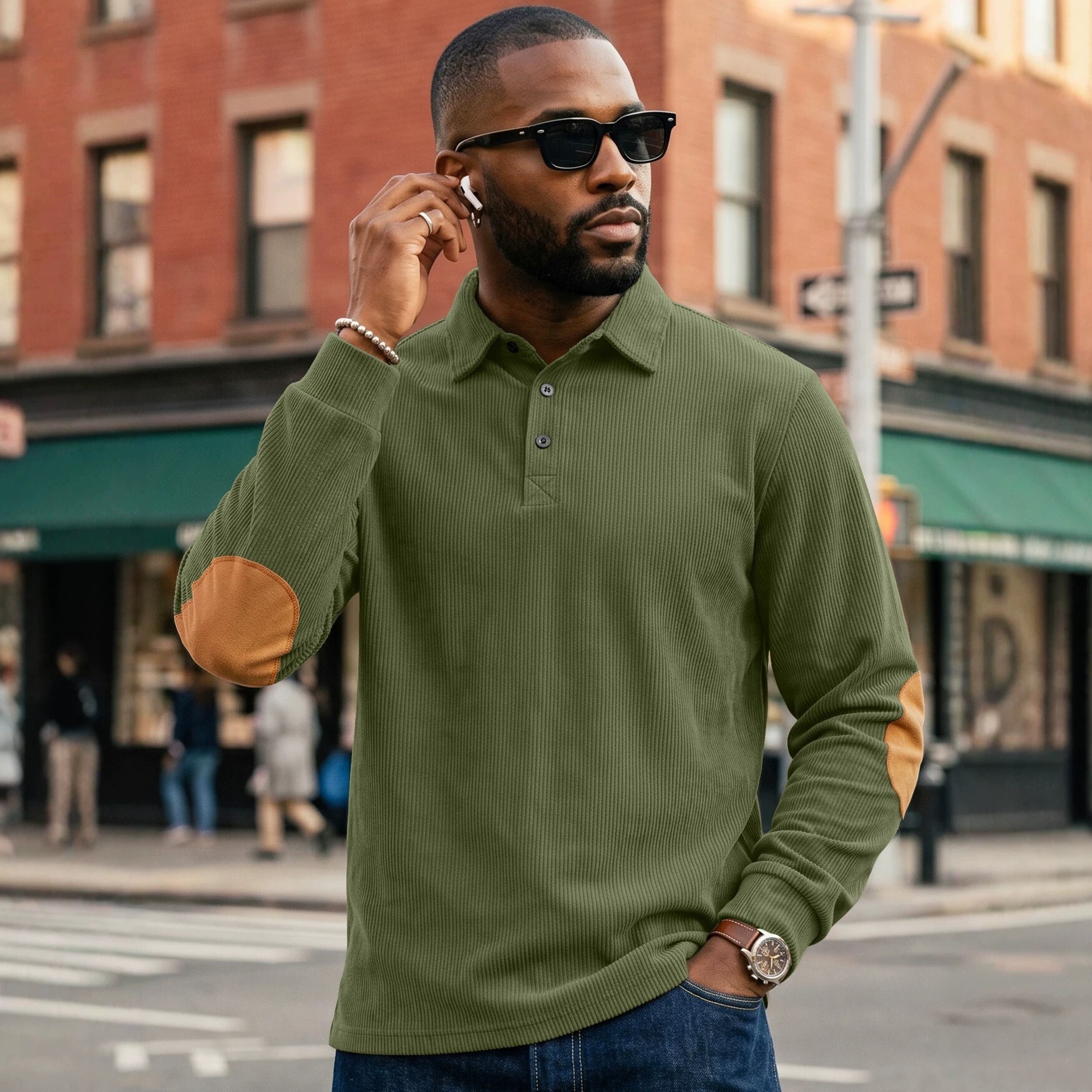 Designer European American spring and autumn men's long sleeve polo shirt plus size foreign trade patchwork casual sports sweatshirt 03