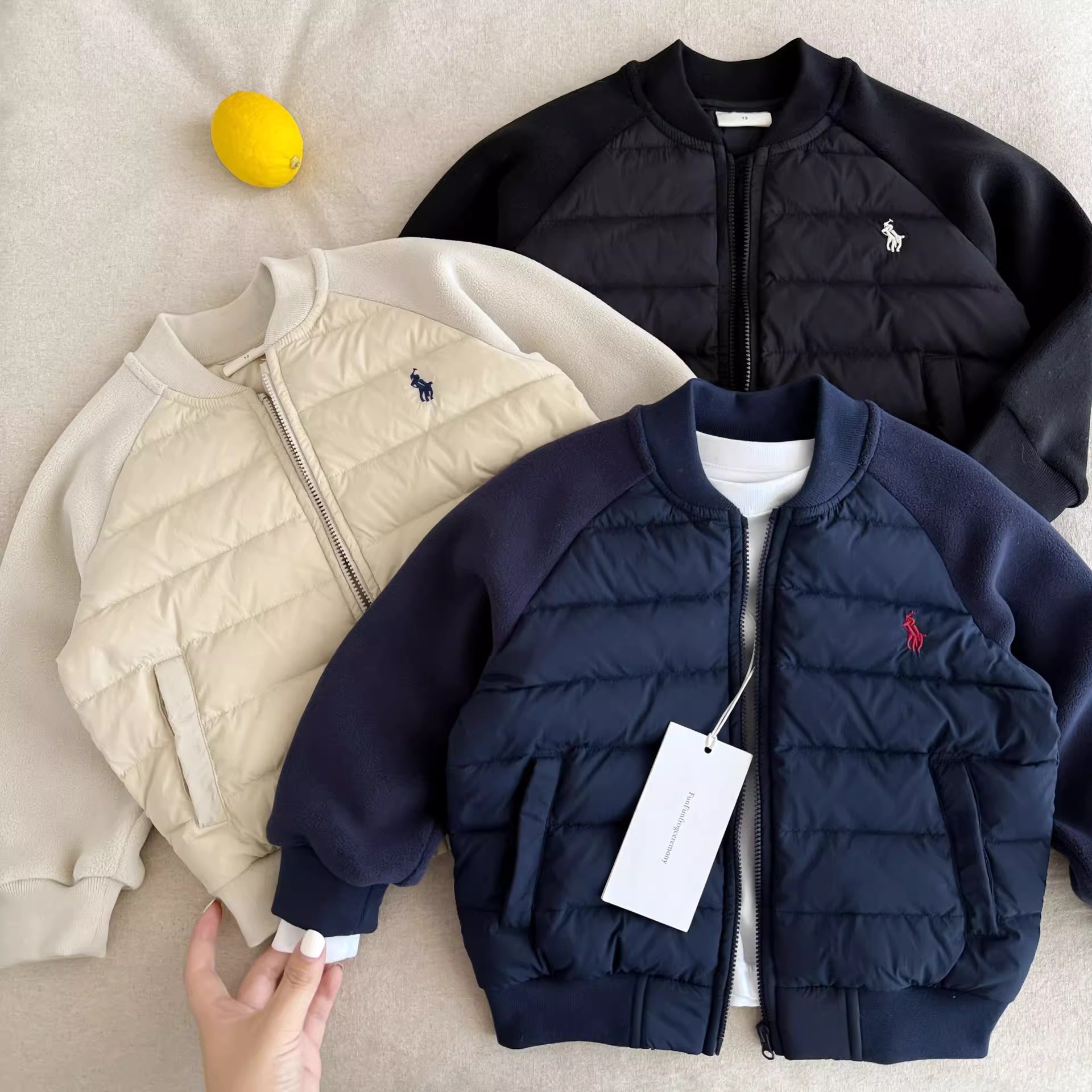 Free shipping Kids Clothing Children's thick spliced cotton jacket comfortable simple and warm