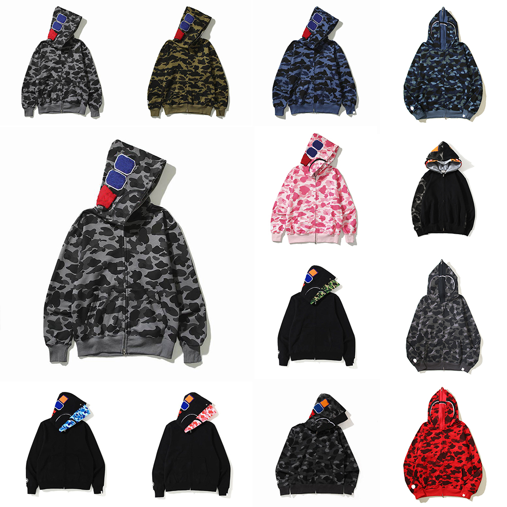 Mens Hoodies bapejaket Designer Clothes Full Zip Up Shark Hoodie Men Camouflage Graphic Cotton Jacket Hoody Hooded Sweatshirt Women Sweater Long Sle