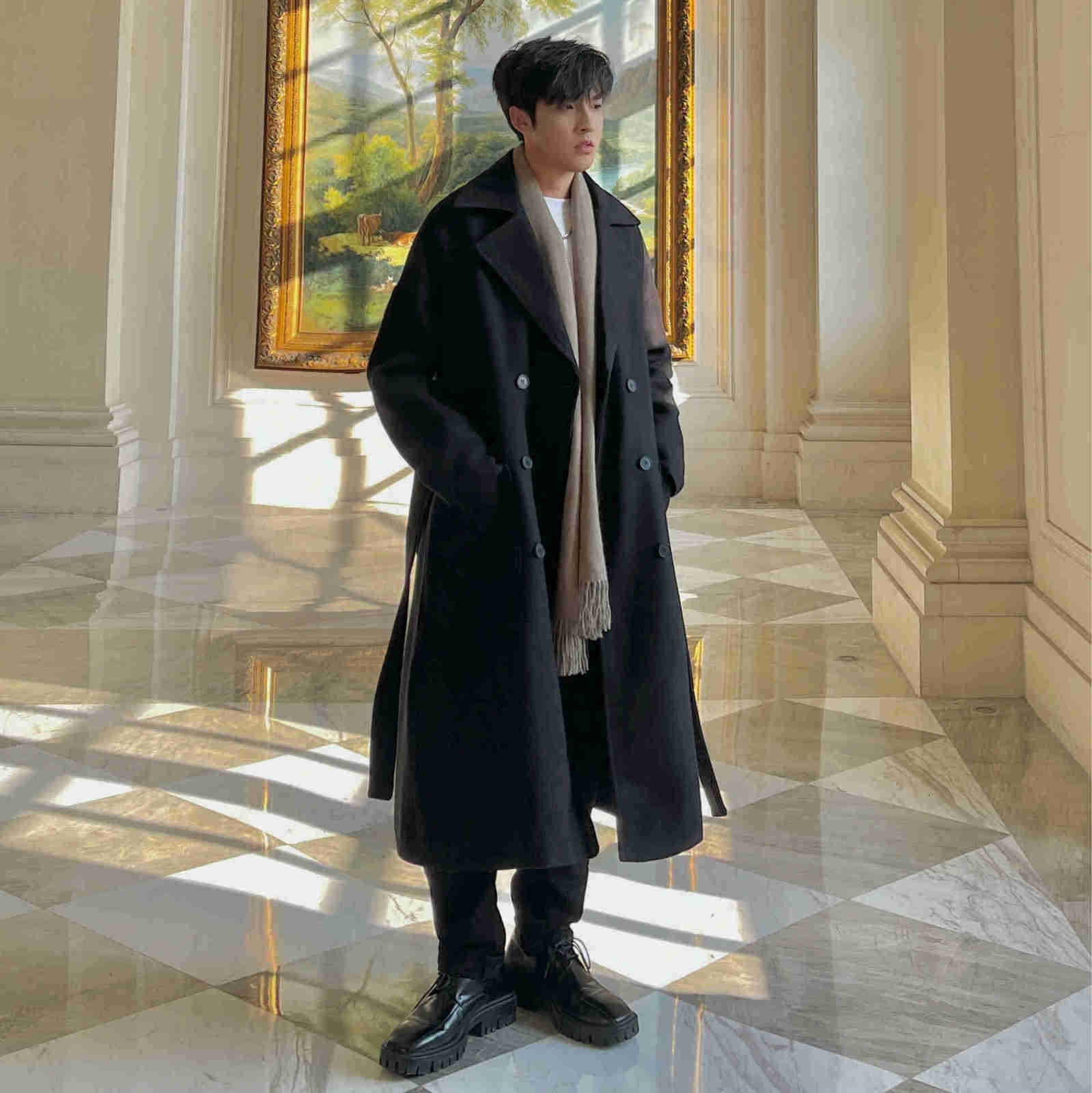 Men for Long Woolen Coats Jackets 2024 Winter Thicken Coat Trench Coats Korean Vintage Loose Heavy Jackets Men Leisure Overcoat D260902