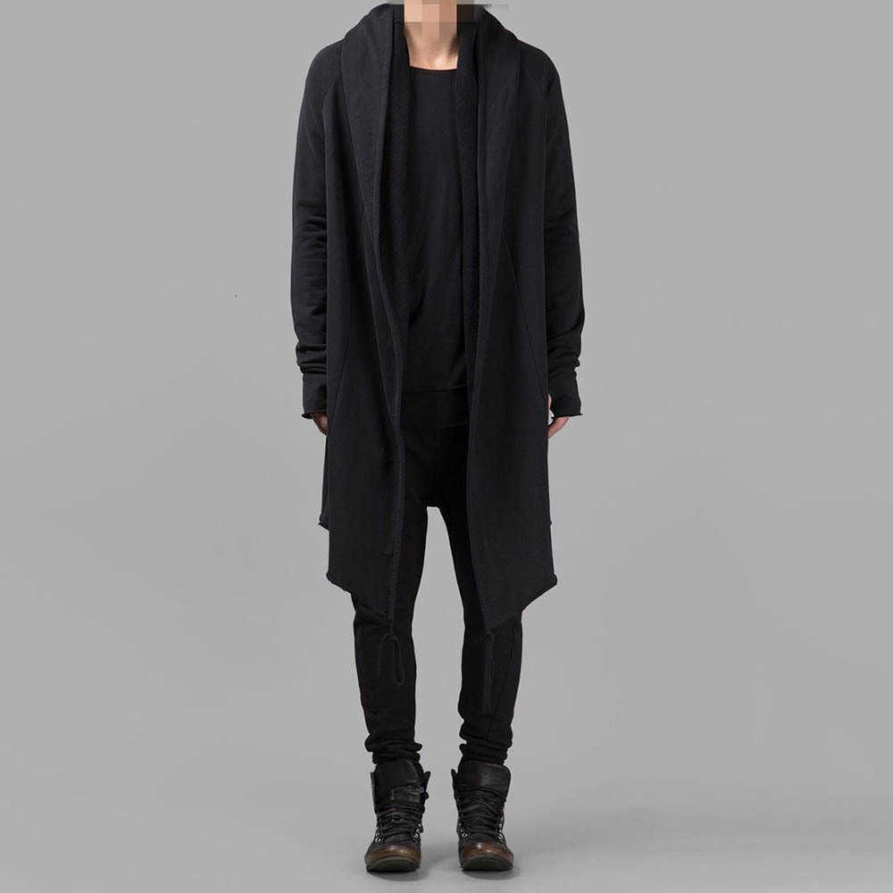 Cloak XS-5XL Mens Autumn Gloves Dark Plain Casual Cardigan Cape Streetwear Fashion Youth Hip Hop Long-Sleeve Top Men'S Clothing D260902