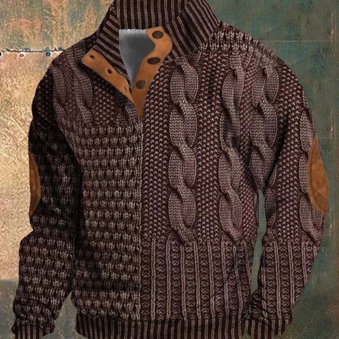 Designer 2026 Autumn/Winter New with 3D Digital Print Stand Up Collar Men's Street Fashion Buckle Polo Sweatshirt 9e