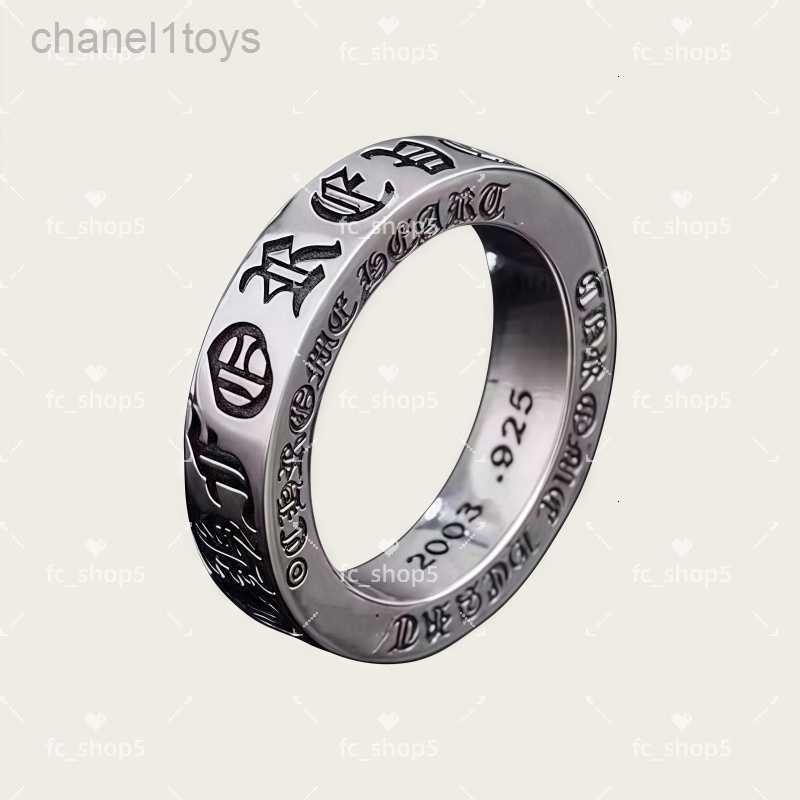 Designer chrome-plated cross ring S925 sterling silver plated hip-hop men and women retro cross silver chrome ring jewelry gift 12
