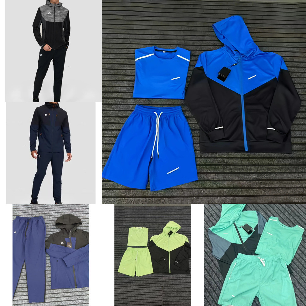 AA+ High quality monterex kid tech 3 piece set Mens tracksuit sports fiess suits running shirts shorts quick dry sportswear gym t shirt sweatpants S