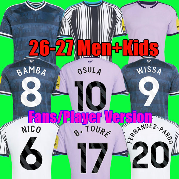 FERNANDEZ-PARDO NICO Newcastles UTD 26 27 Maillot de football ELANGA MILEY JOELINTON BURN OSULA LIVRAMENTO B.TOURE BAMBA 2027 NUFC Kit de footbal
