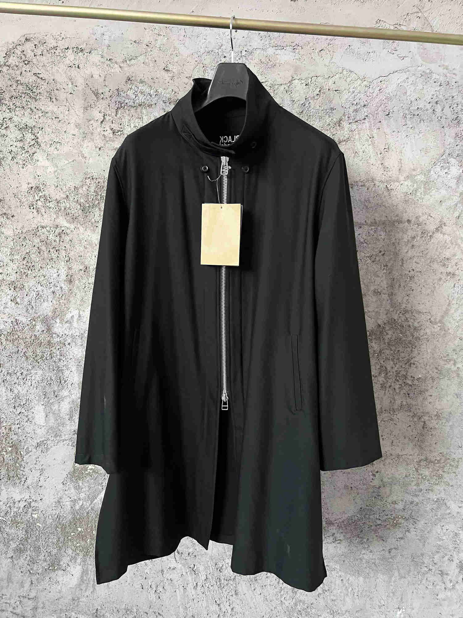 Japanese dark trench TOP-YAMAMOTO's coat for men mid-length zipper stand-up collar loose and casual D260902