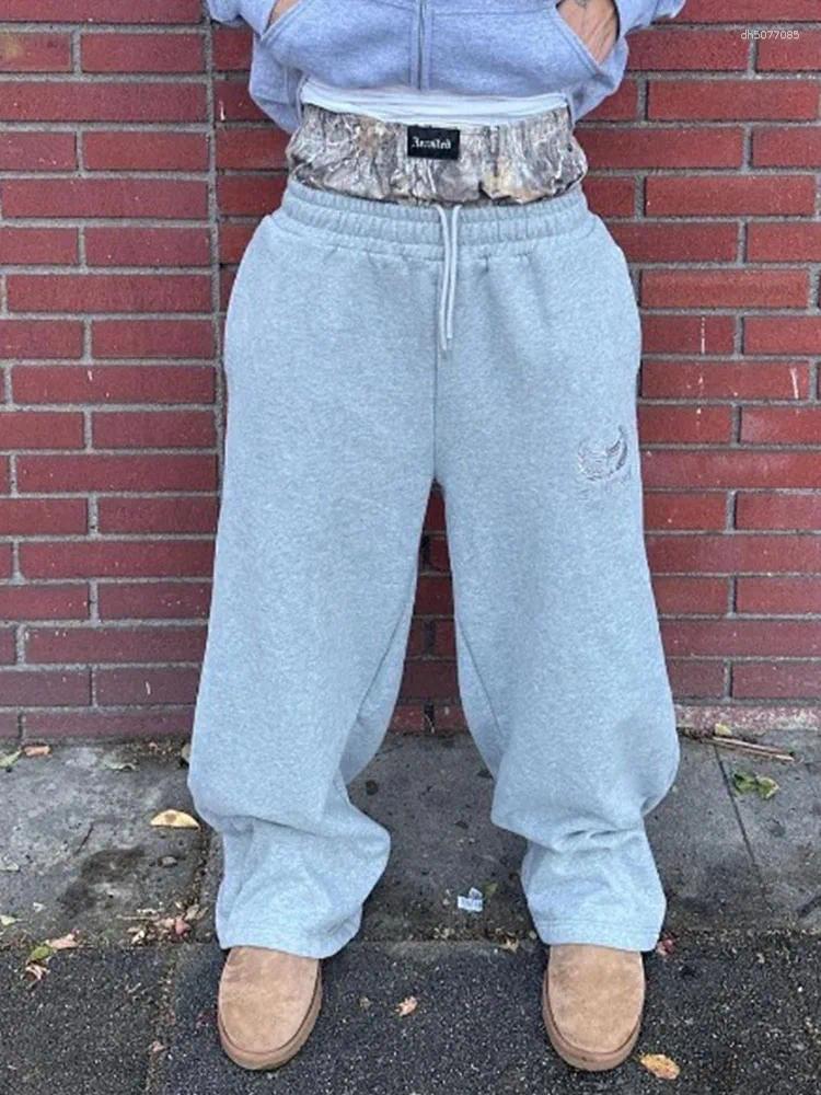 Men's Pants Casual Creative Embroidery Stitching Double Waistband Loose Fashion Europe America High Street Grunge Straight Sweatpants