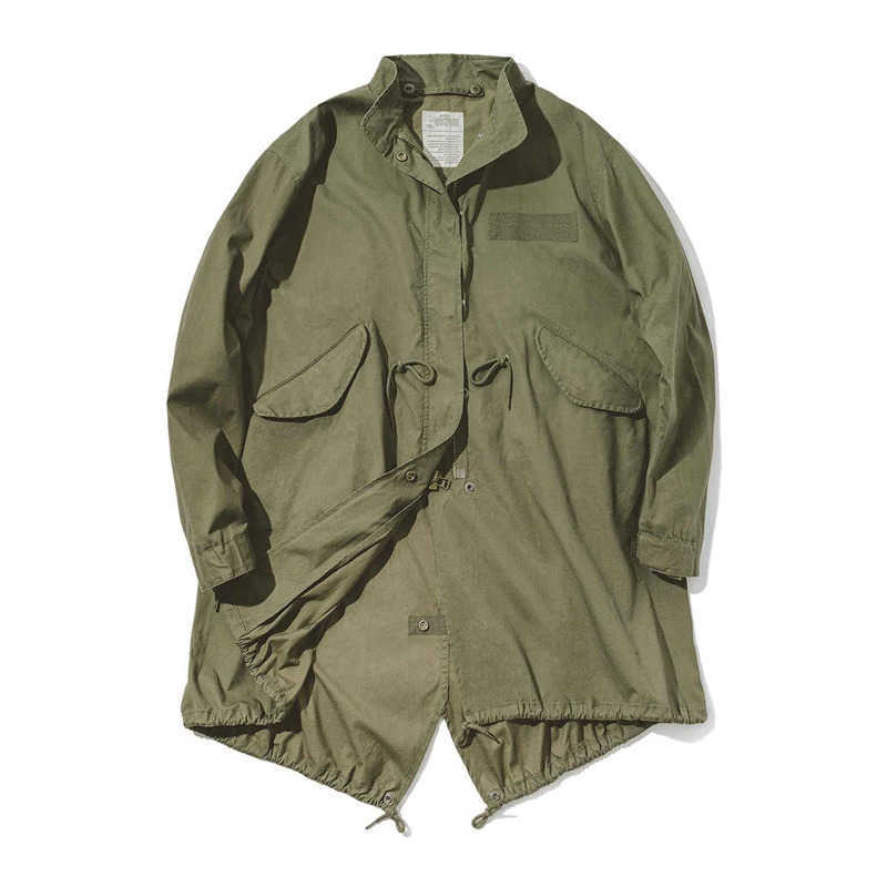 Overcoming American Spring Style Fishtail Windbreaker Parka Long Loose Coat Jacket Men's Spring D260902