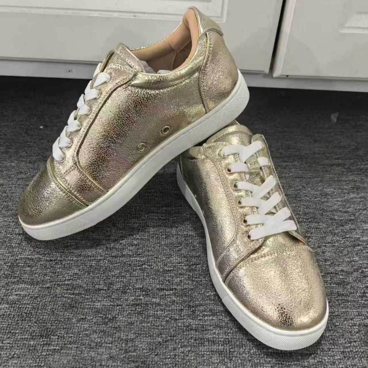 leather upper ACL letter red sole gold sneakers new spring and autumn casual men's shoes