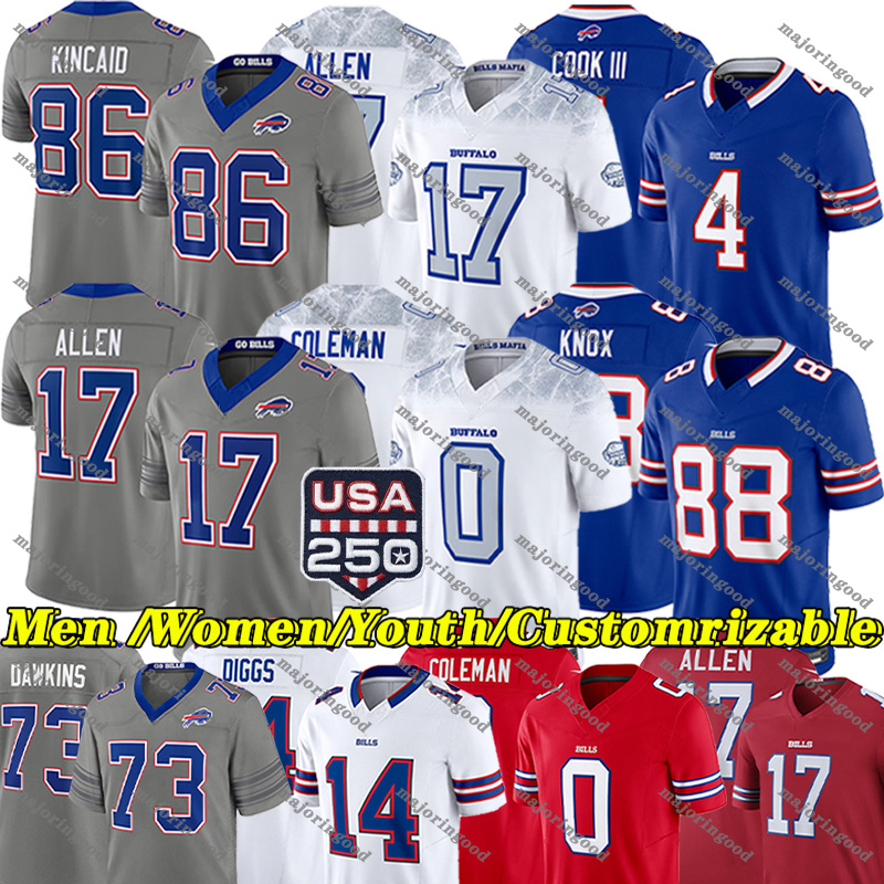 Buffalo Billss jersey 2026 Football Jersey Josh Allen DJ Moore Keon Coleman James Cook III Khalil Shakir Dawson Knox Dalton Kincaid Dion Dawkins