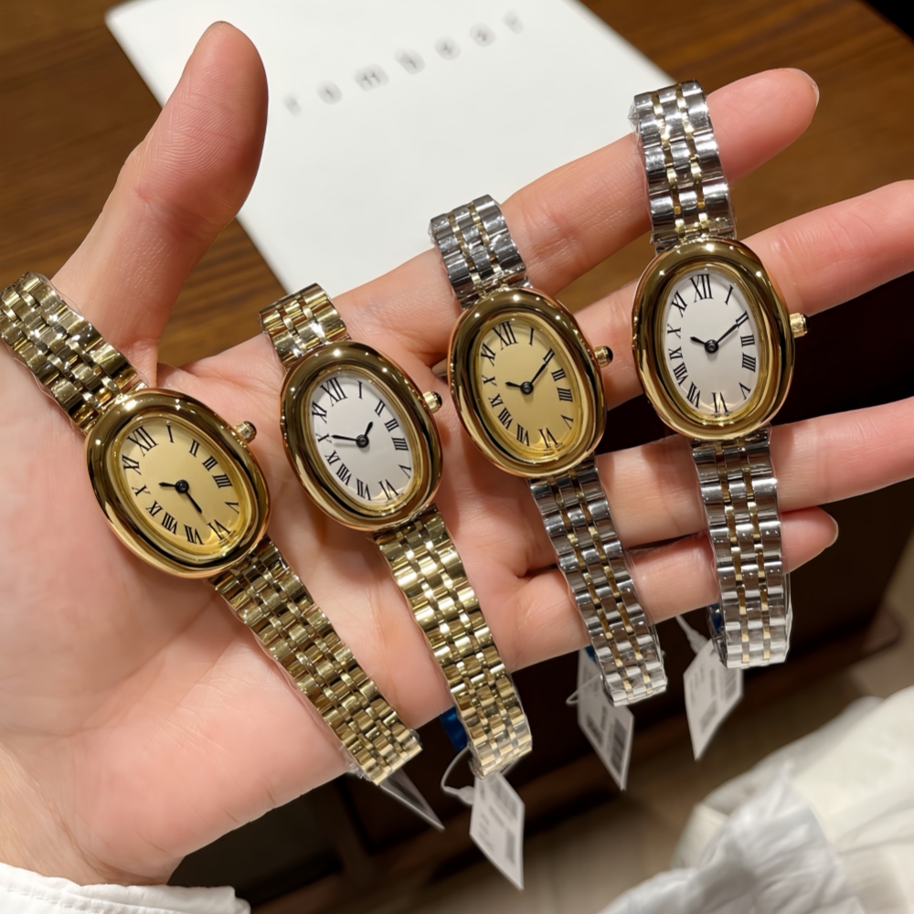 Femmes montre pour filles Quartz Reloj Mujer Bracelet en argent dames ovale rond glacé montre-Bracelet nouvelle horloge élégant rétro strass Brac