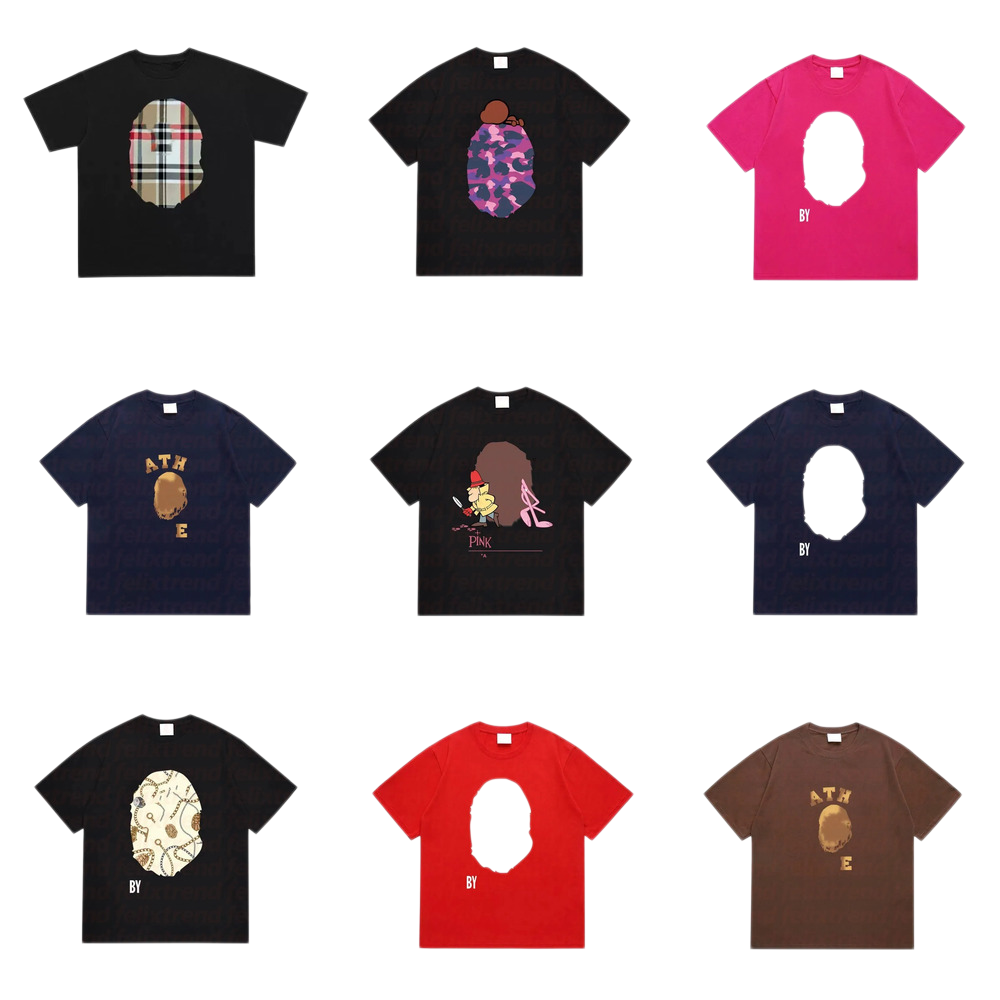 mens designer t shirt Casual Loose Fit Short Sleeve Top Classic Ape Graphic Print Crew Neck Daily Streetwear Outdoor Wear tshirt man designe