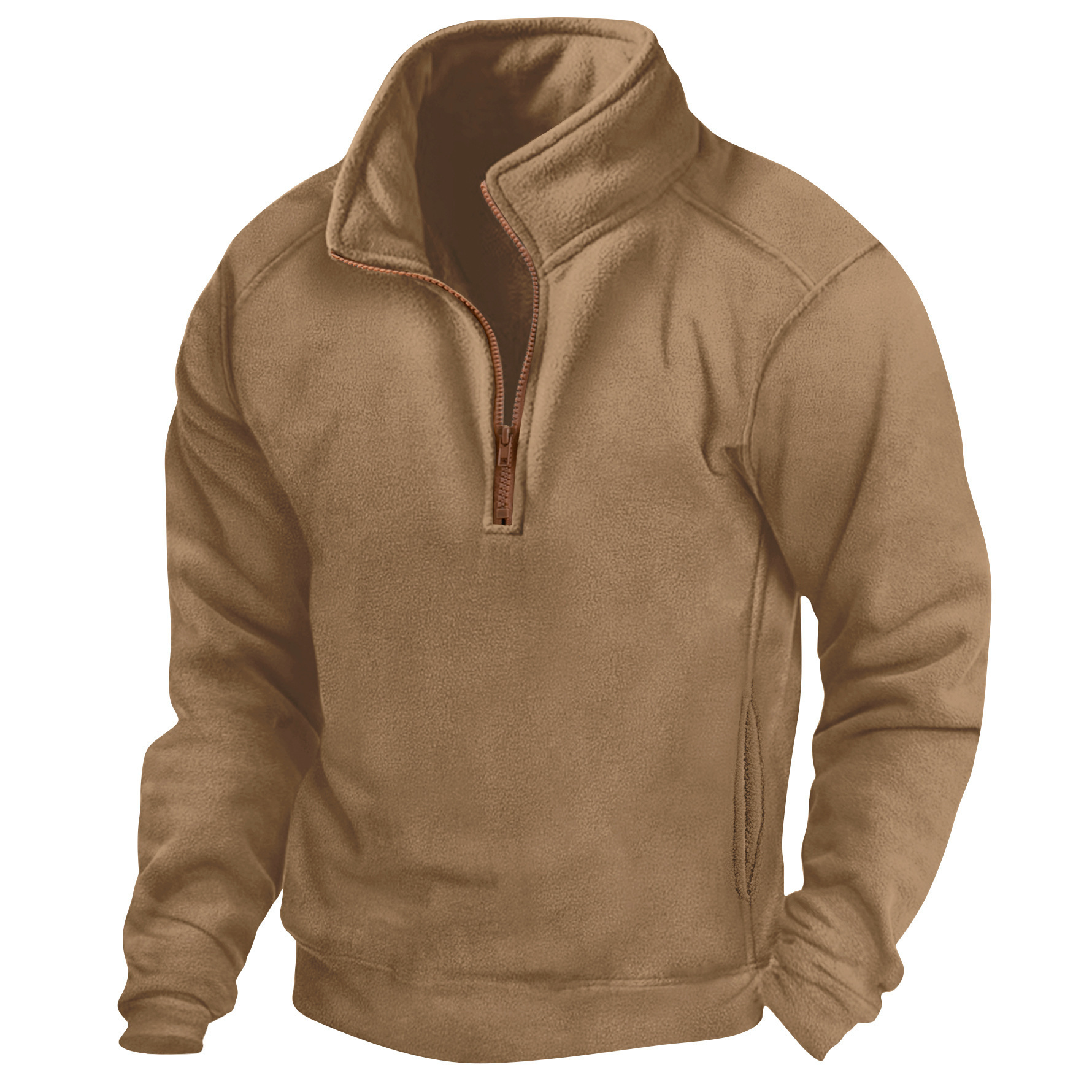 Designer Foreign Trade Men's New Stand Collar Half Zip Tactical Sweatshirt Pullover Sports Training Long Sleeve Polo Shirt b4