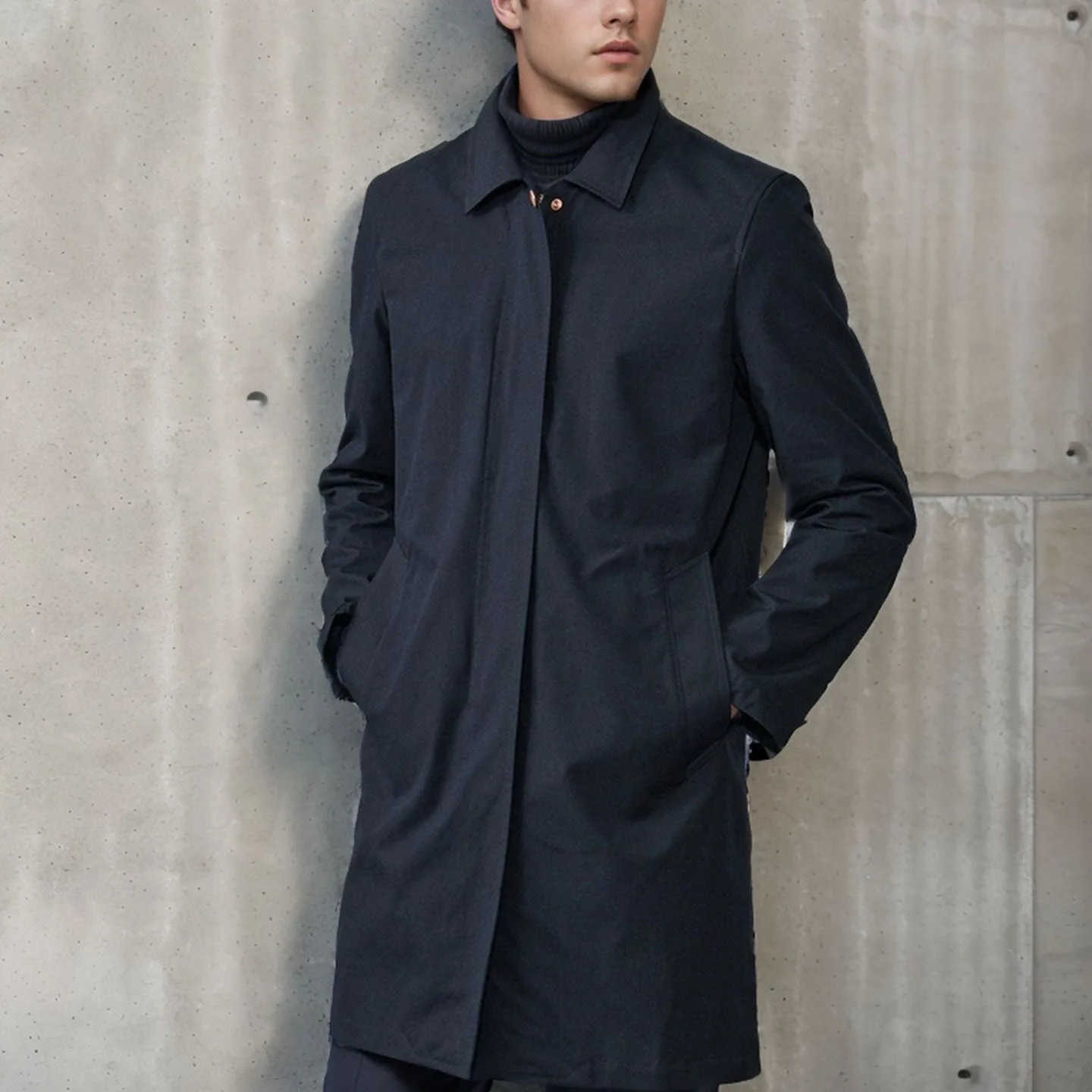 Style Trendy Men's New Korean Solid Color Mid-Long Windbreaker for Spring and Autumn Outdoor Simple Commuting Coat S-XXL D260902