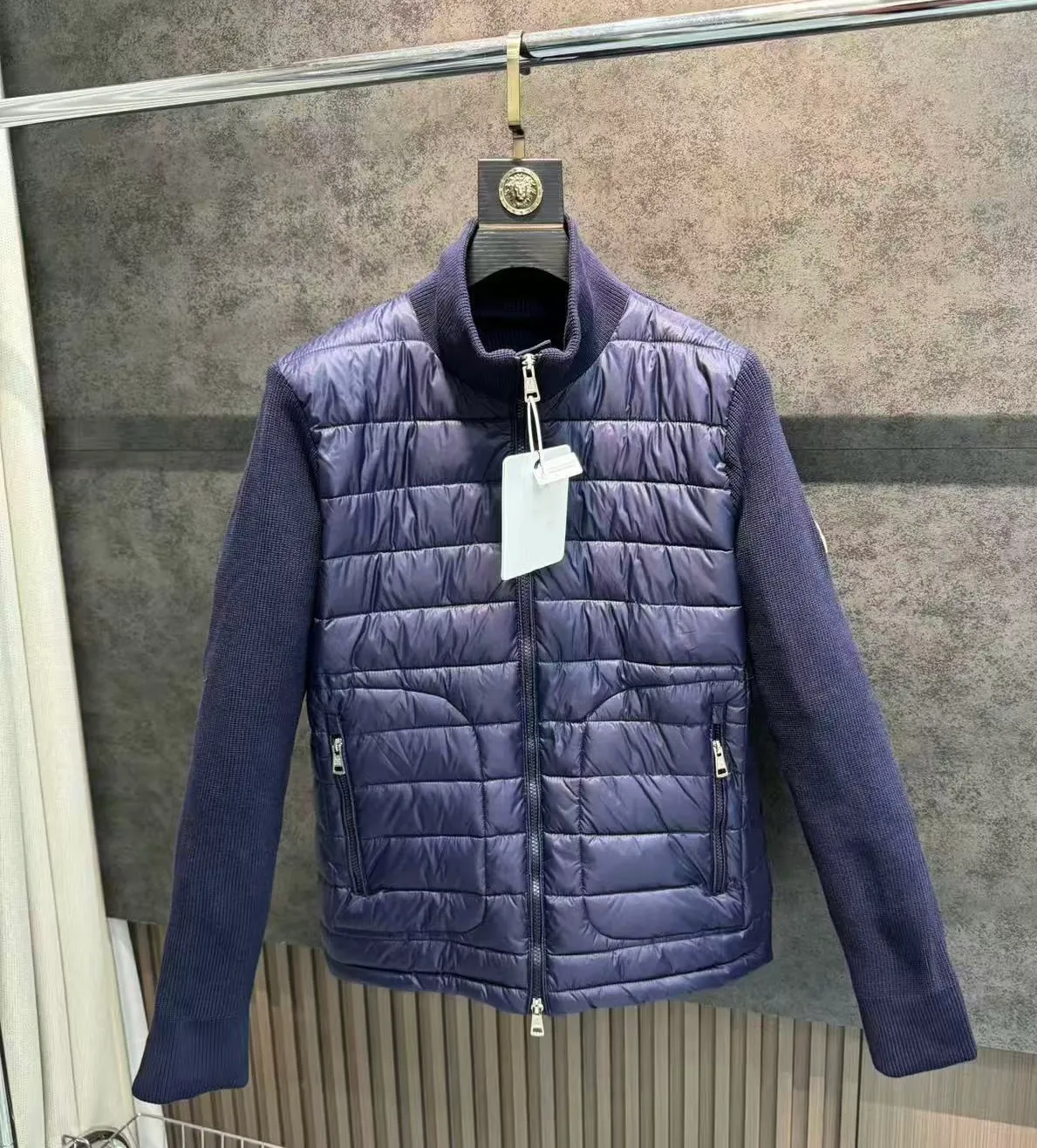monclenessity mens puffer winter designer women mon clerness parkas stand collar knitted splicing sweater lightweight down jacket Fluffy Coat Sweate
