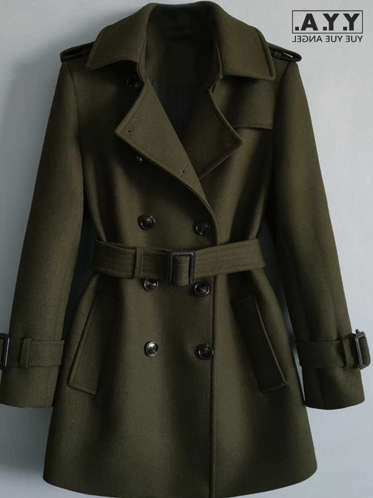 Mid Long Woolen Blends Men Coat Belted Double Breasted Wool Trench Spring New Business Work Windbreaker Classic Outwear Overcoat D260902