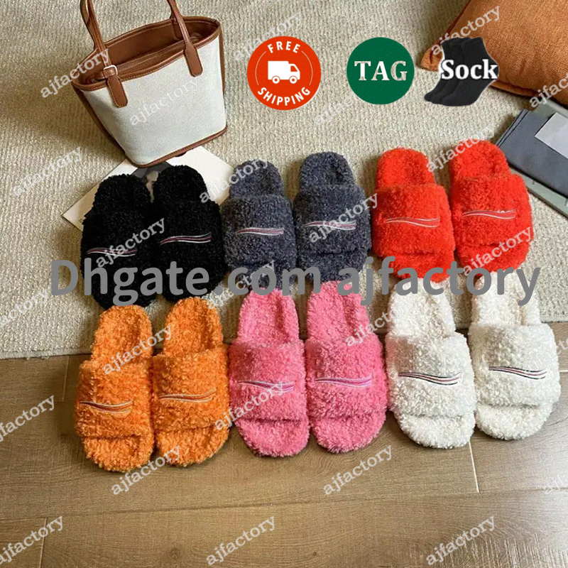 Livraison gratuite avec boîte Paris diapositives de luxe femmes pantoufles de fourrure pantoufles à fourrure pantoufles de maison décontractées c