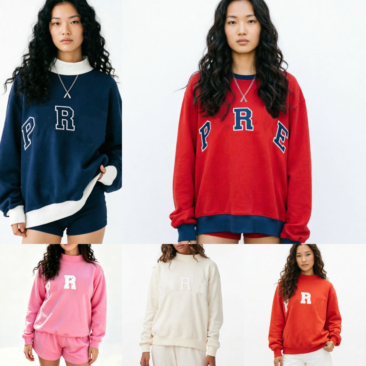 E7345 PAR Womens High Neck Hoodie Loose Fit Stand-Up Collar for Winter Comfortable Full-Zip Pullover Embroidered Sweater